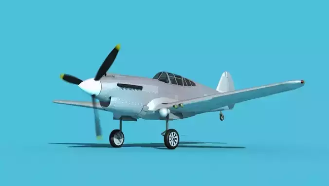 Curtiss P-40B Warhawk Bare Metal 3D model