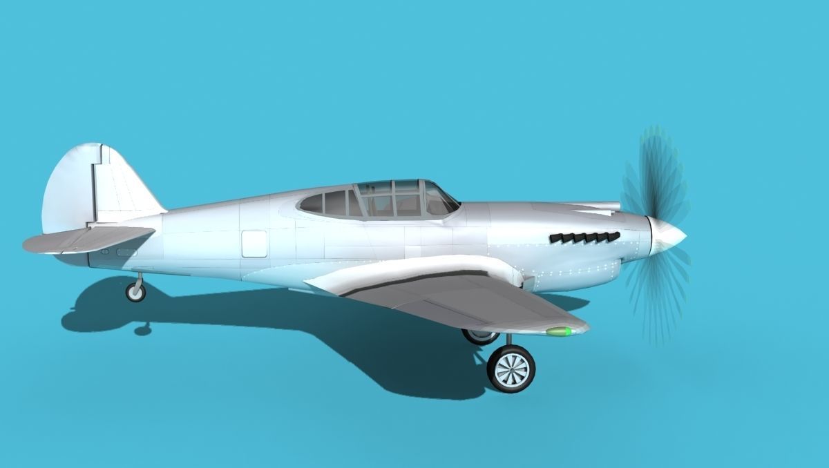 Curtiss P-40B Warhawk Bare Metal 3D model_4