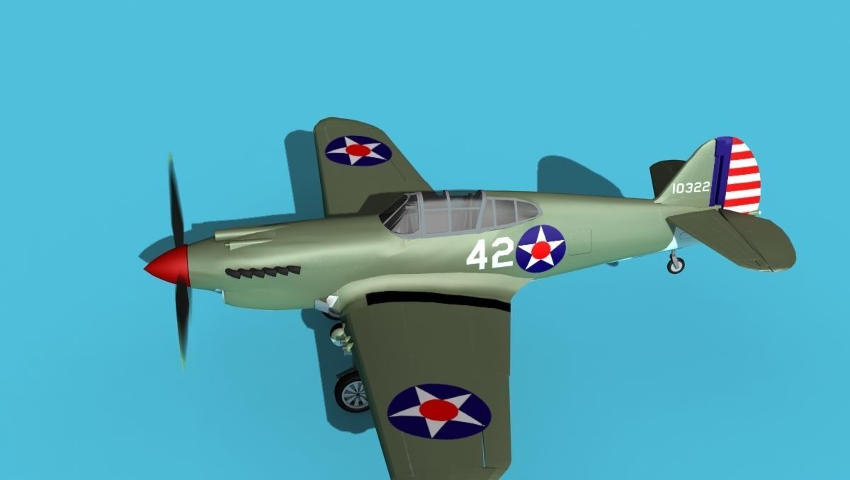 Curtiss P-40B Warhawk V01 USAAF 3D model_9
