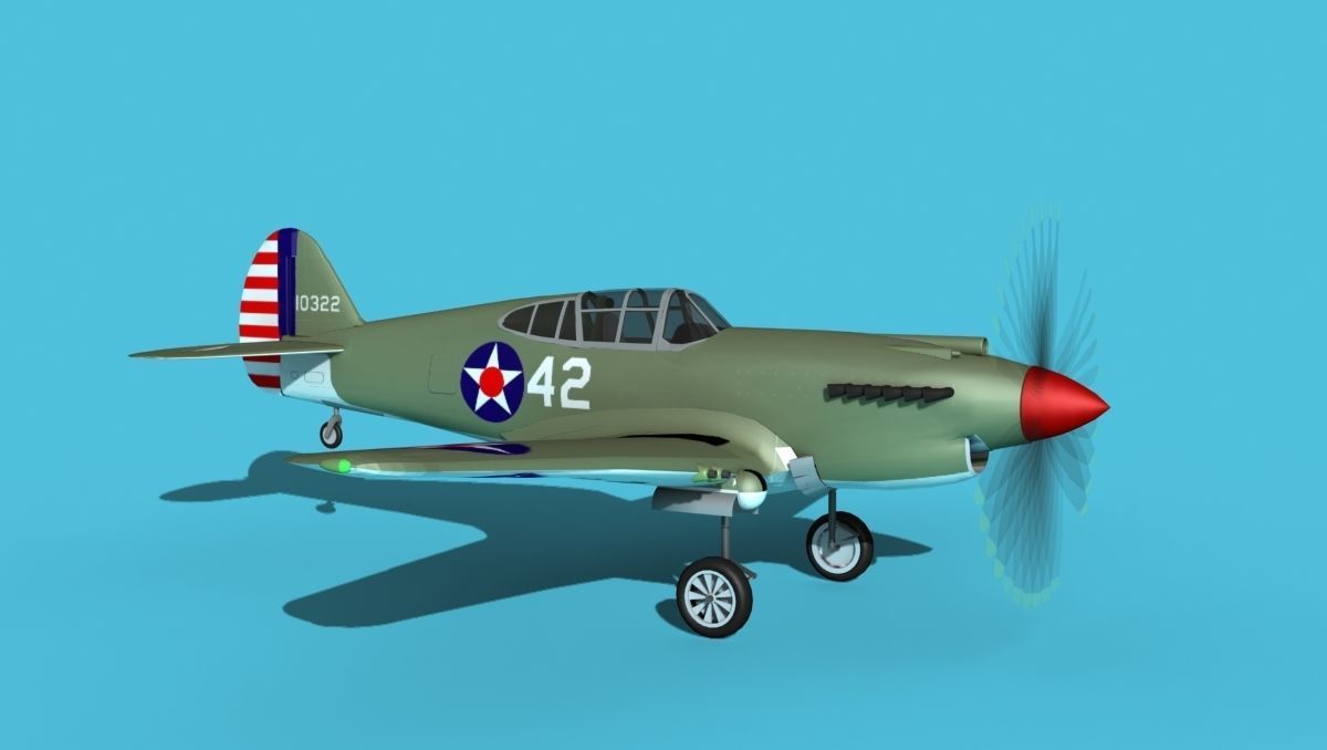 Curtiss P-40B Warhawk V01 USAAF 3D model_3