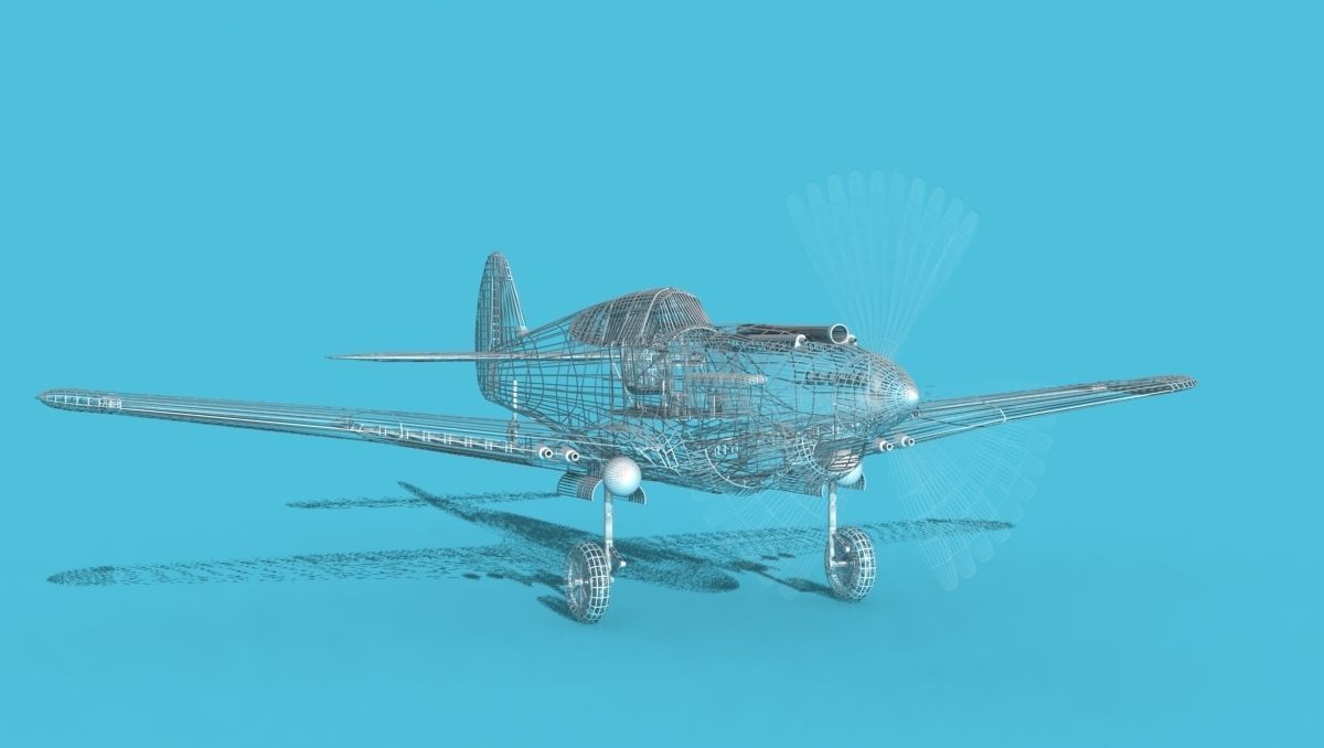 Curtiss P-40B Warhawk V01 USAAF 3D model_14