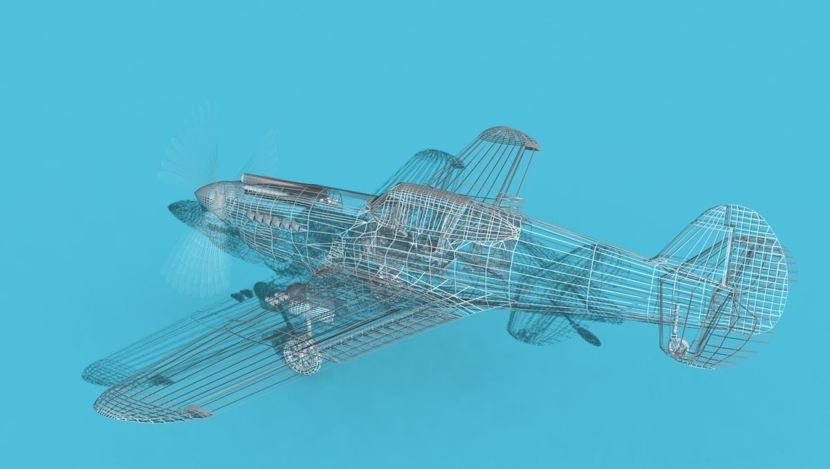 Curtiss P-40B Warhawk V01 USAAF 3D model_17