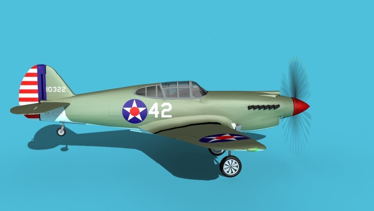 Curtiss P-40B Warhawk V01 USAAF 3D model_4