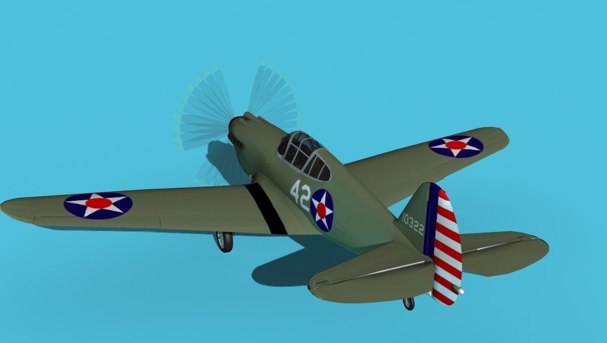 Curtiss P-40B Warhawk V01 USAAF 3D model_7