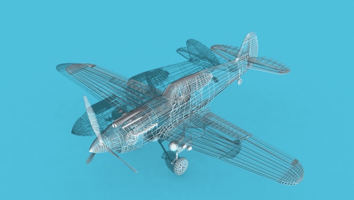 Curtiss P-40B Warhawk V01 USAAF 3D model_18