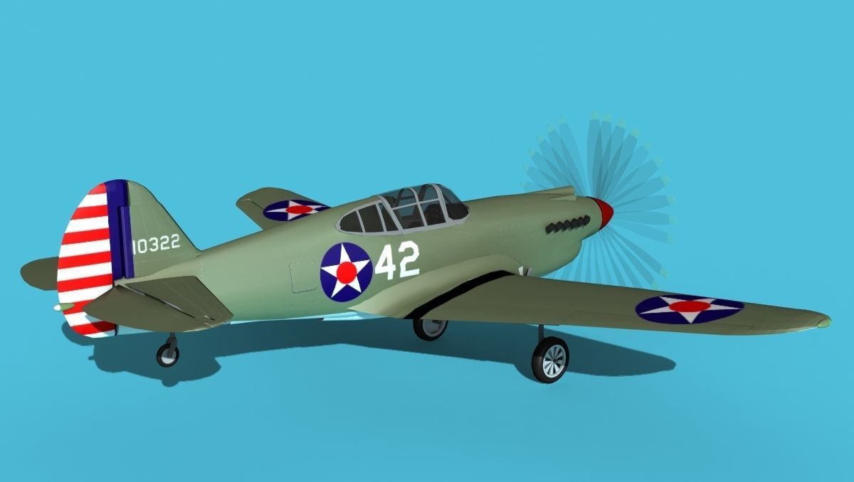 Curtiss P-40B Warhawk V01 USAAF 3D model_5