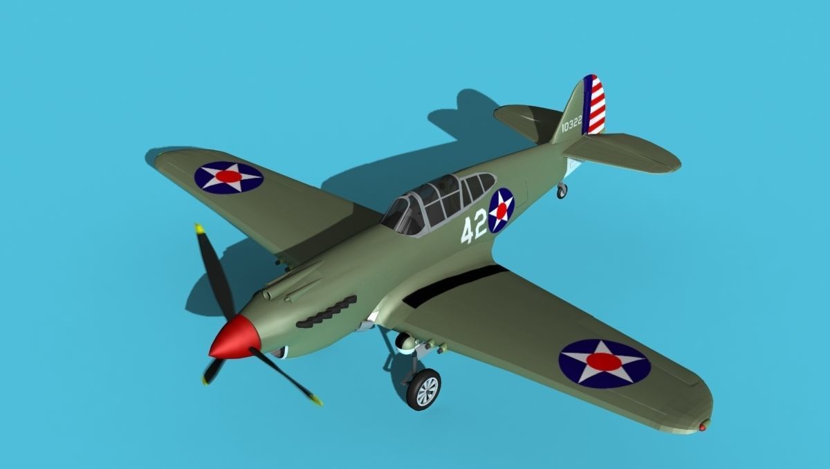 Curtiss P-40B Warhawk V01 USAAF 3D model_10