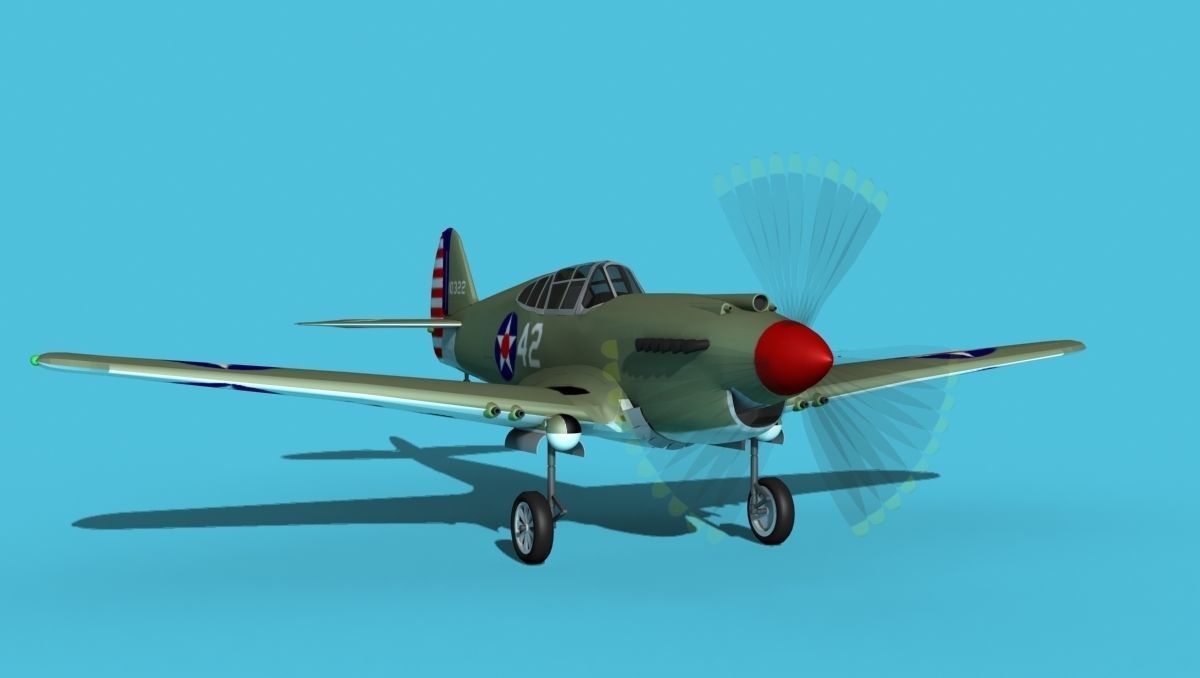 Curtiss P-40B Warhawk V01 USAAF 3D model_2