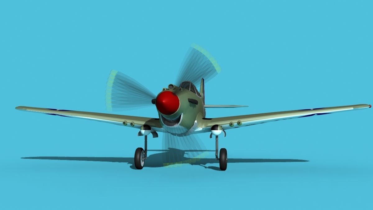 Curtiss P-40B Warhawk V01 USAAF 3D model_1