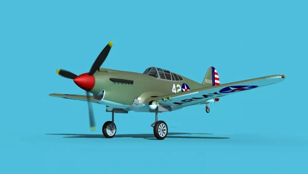 Curtiss P-40B Warhawk V01 USAAF 3D model_0
