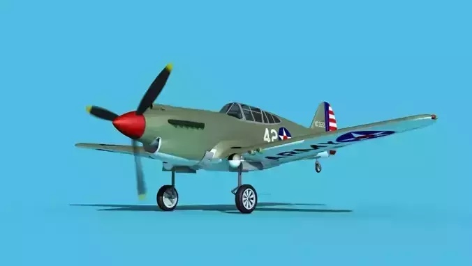 Curtiss P-40B Warhawk V01 USAAF 3D model