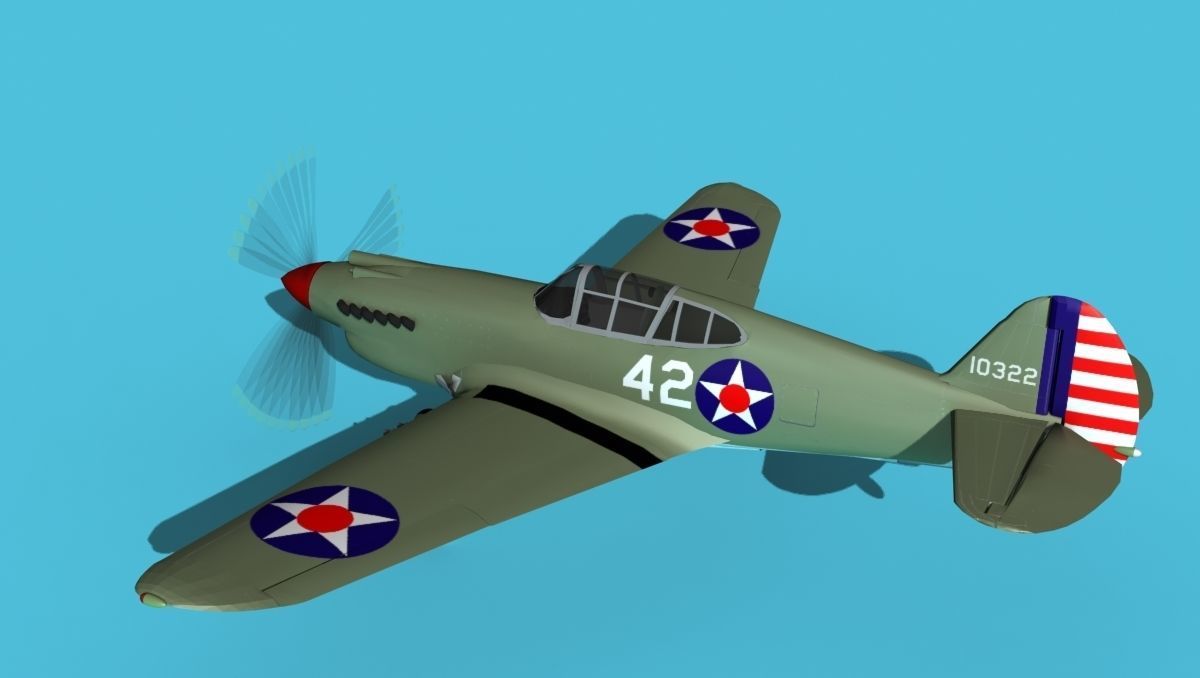 Curtiss P-40B Warhawk V01 USAAF 3D model_8