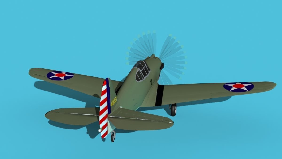 Curtiss P-40B Warhawk V03 USAAF 3D model_6