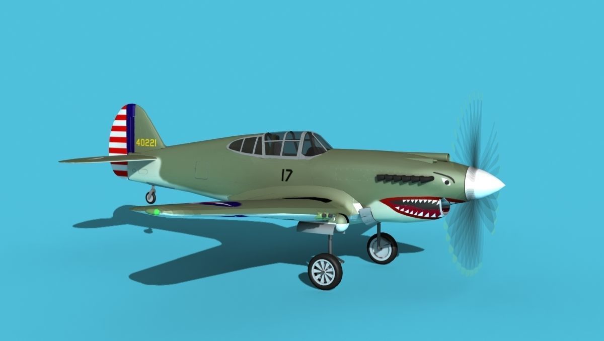 Curtiss P-40B Warhawk V03 USAAF 3D model_3