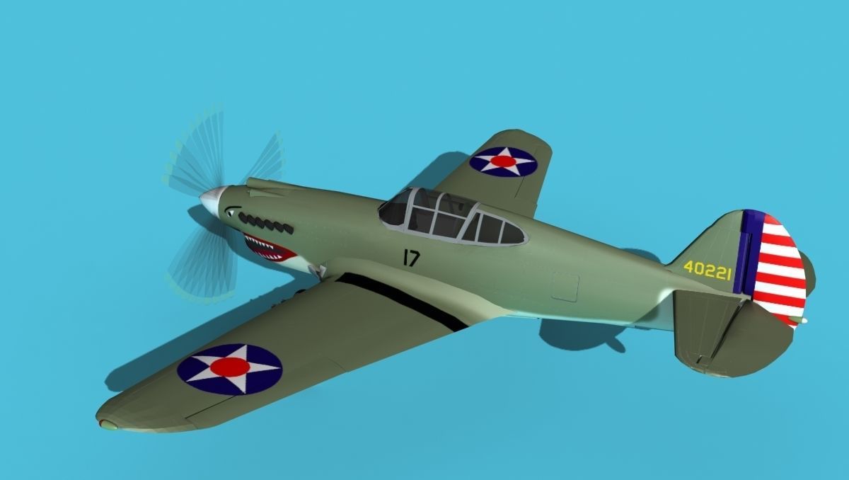 Curtiss P-40B Warhawk V03 USAAF 3D model_8