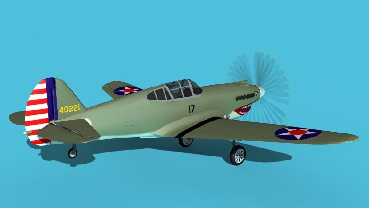 Curtiss P-40B Warhawk V03 USAAF 3D model_5
