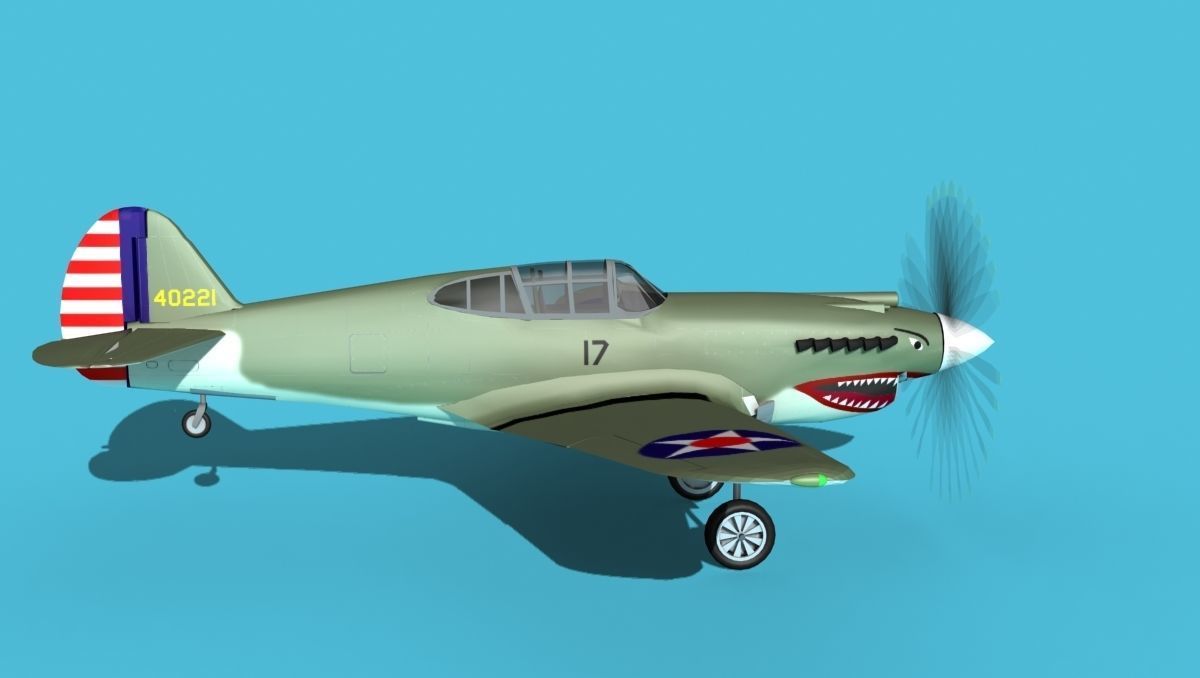 Curtiss P-40B Warhawk V03 USAAF 3D model_4