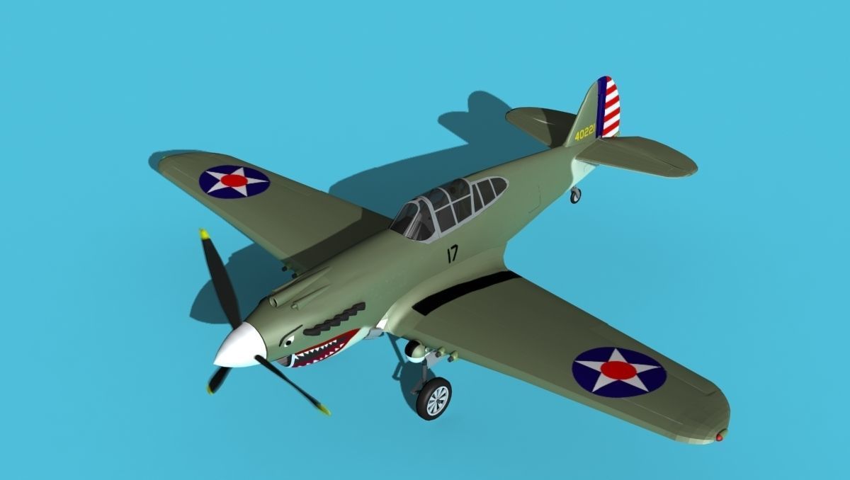 Curtiss P-40B Warhawk V03 USAAF 3D model_10