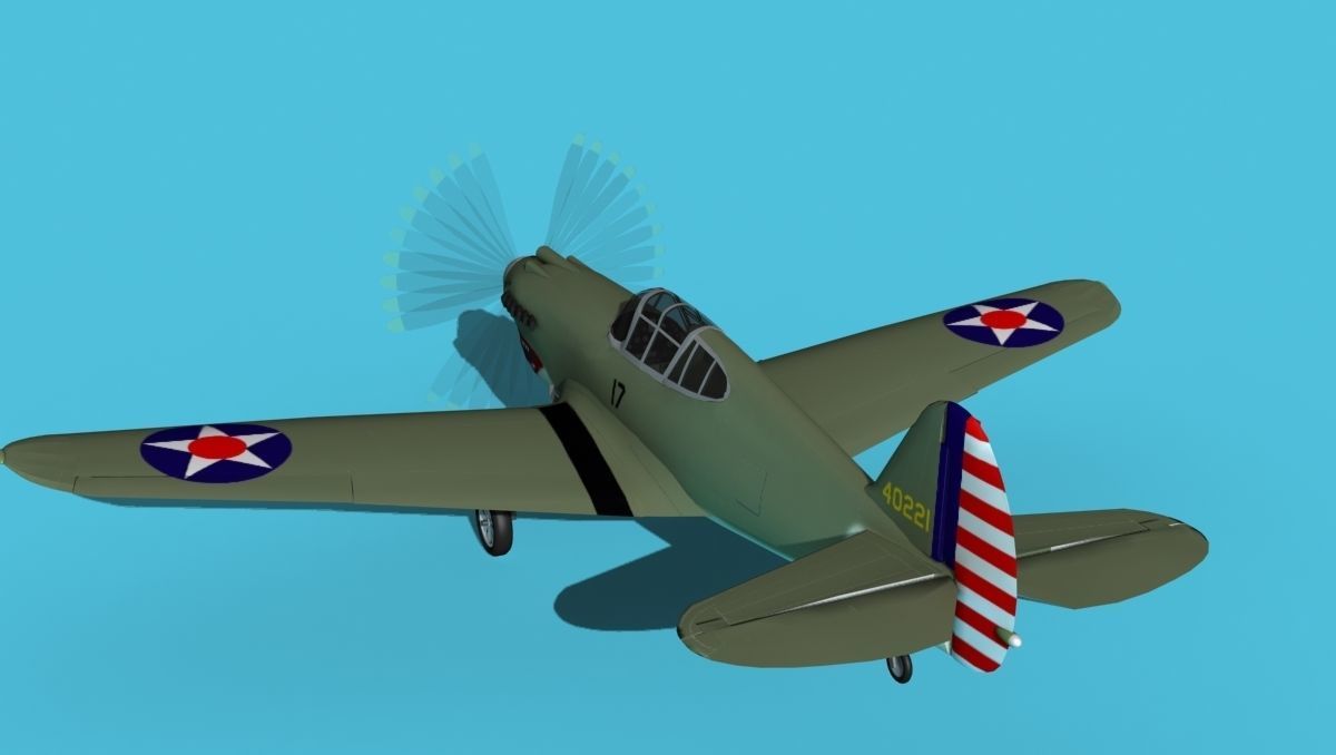 Curtiss P-40B Warhawk V03 USAAF 3D model_7