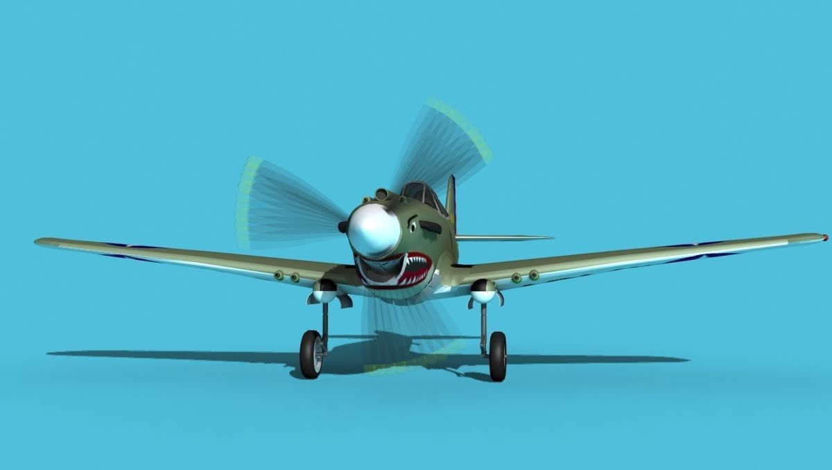 Curtiss P-40B Warhawk V03 USAAF 3D model_1