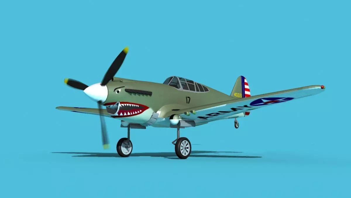 Curtiss P-40B Warhawk V03 USAAF 3D model_0