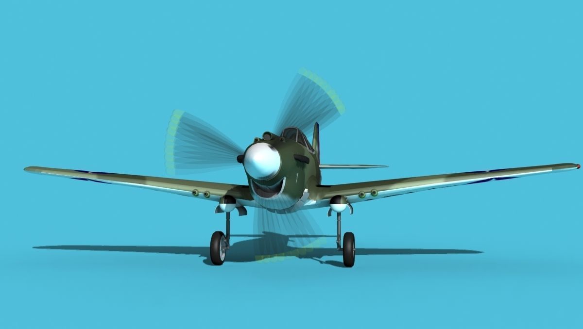 Curtiss P-40B Warhawk V04 USAAF 3D model_1