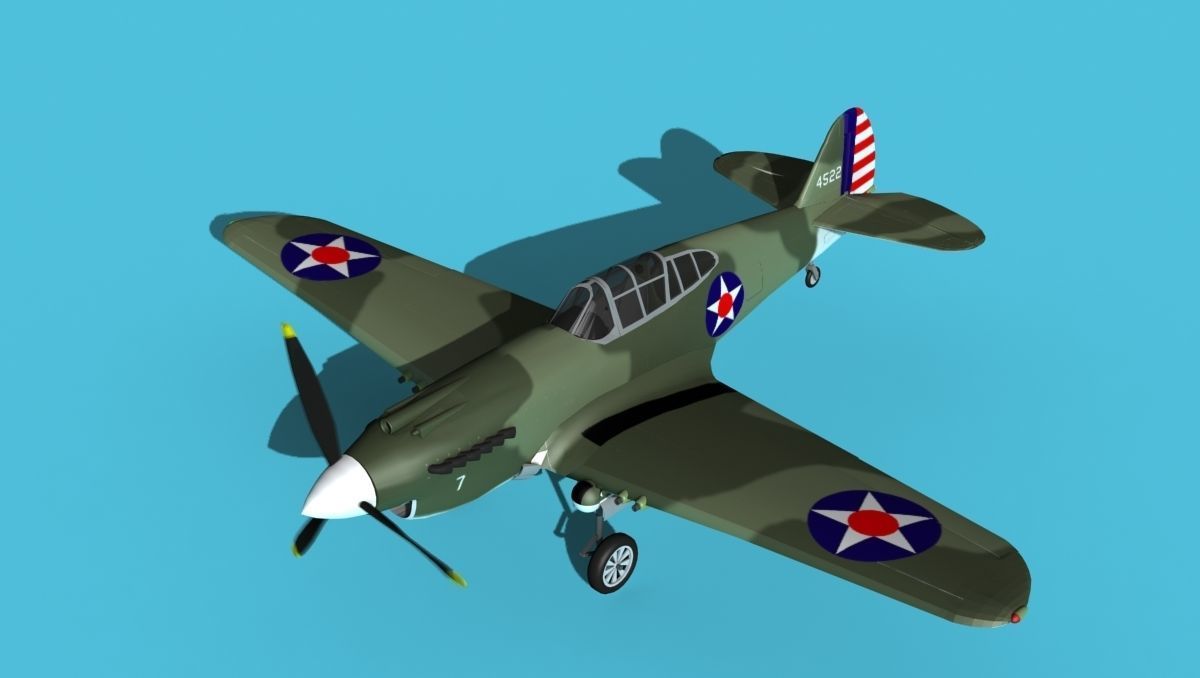 Curtiss P-40B Warhawk V04 USAAF 3D model_10