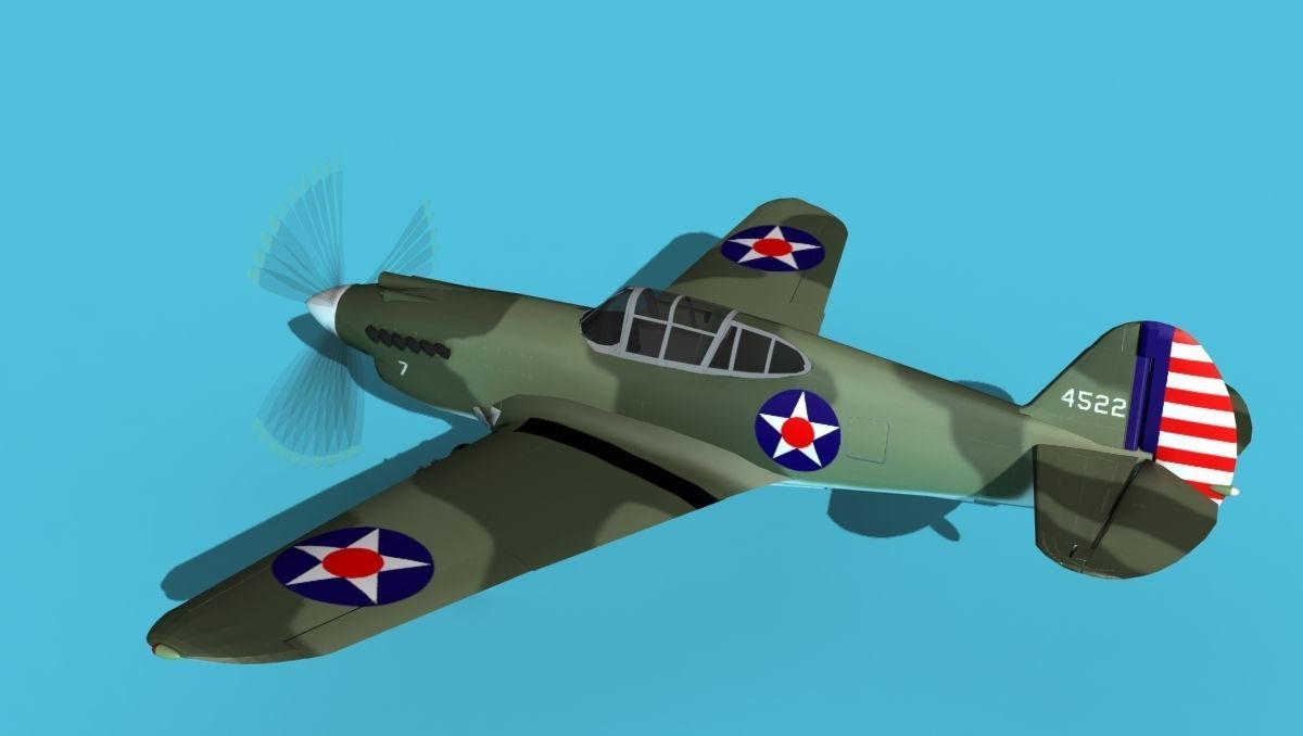 Curtiss P-40B Warhawk V04 USAAF 3D model_8
