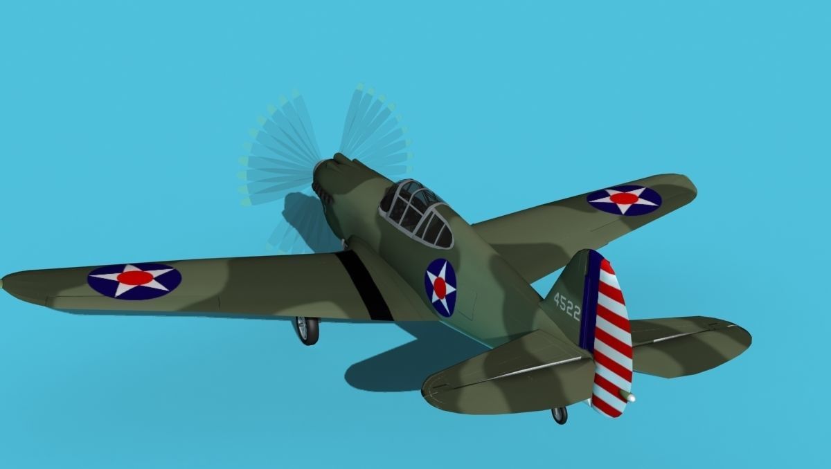 Curtiss P-40B Warhawk V04 USAAF 3D model_7