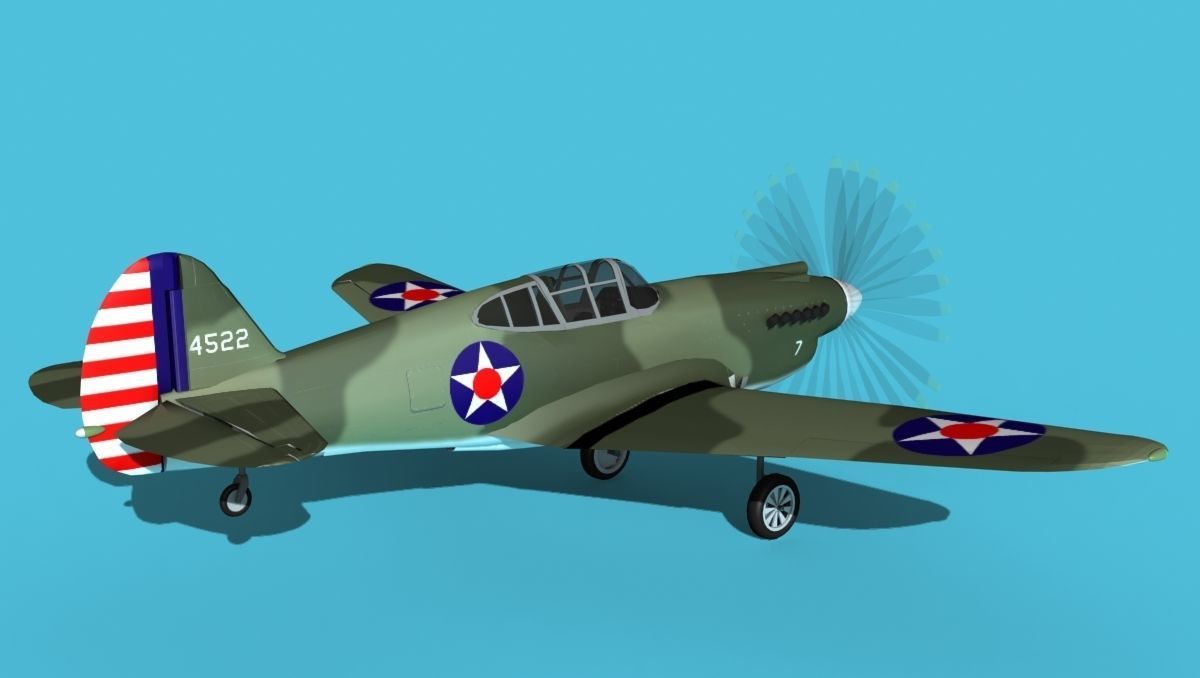 Curtiss P-40B Warhawk V04 USAAF 3D model_5