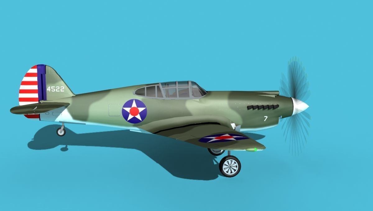 Curtiss P-40B Warhawk V04 USAAF 3D model_4