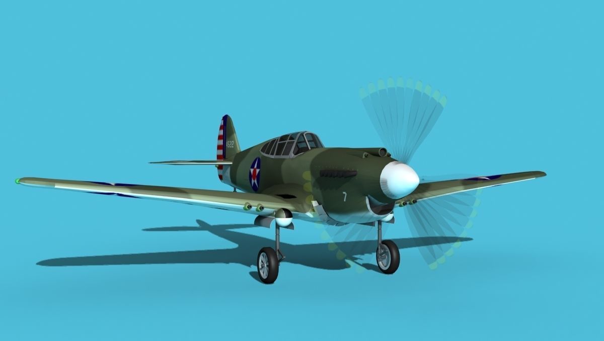 Curtiss P-40B Warhawk V04 USAAF 3D model_2