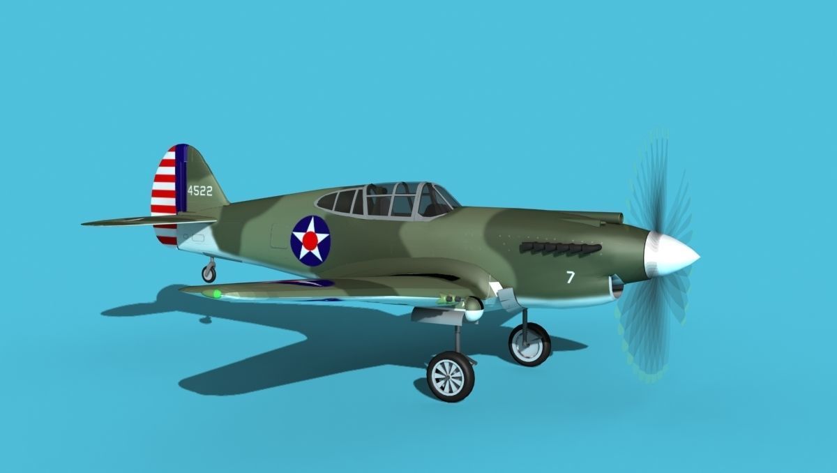 Curtiss P-40B Warhawk V04 USAAF 3D model_3