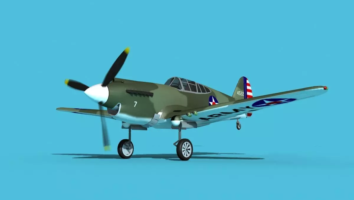 Curtiss P-40B Warhawk V04 USAAF 3D model_0