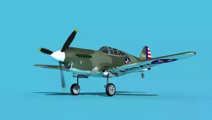 Curtiss P-40B Warhawk V04 USAAF 3D model
