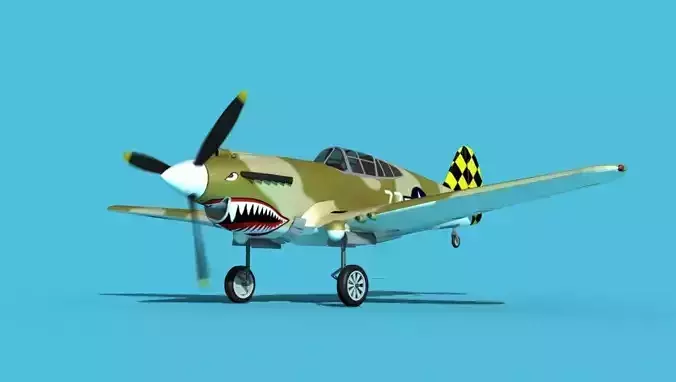 Curtiss P-40B Warhawk V05 USAAF 3D model