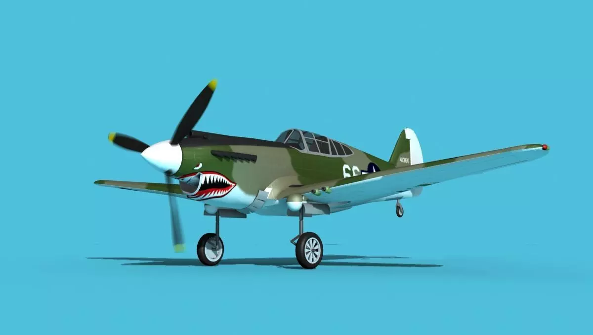 Curtiss P-40B Warhawk V06 USAAF 3D model