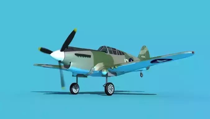 Curtiss P-40B Warhawk V07 USAAF 3D model