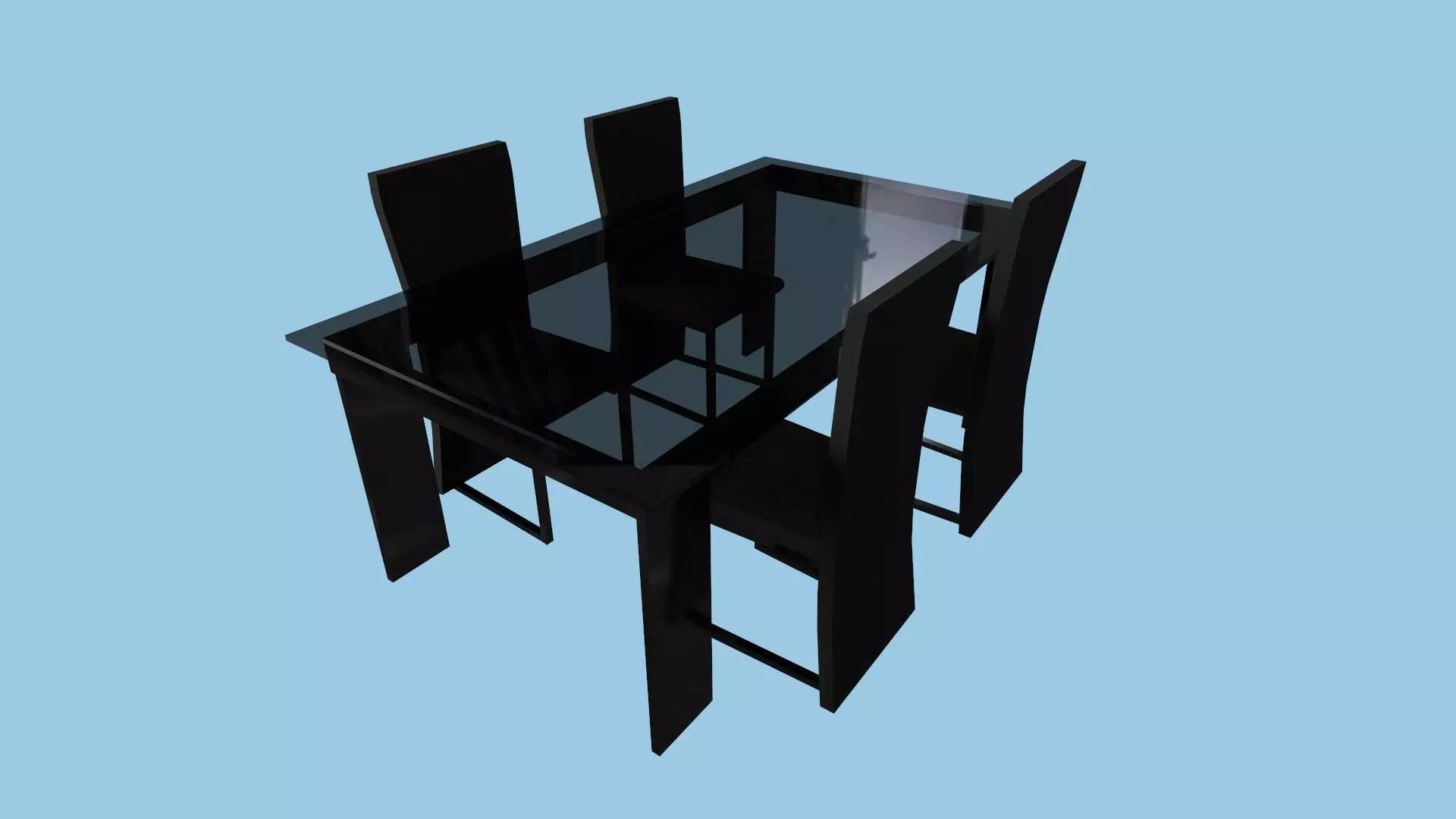 Black Glass Dinning Table - Furniture Interior Design Low-poly 3D model