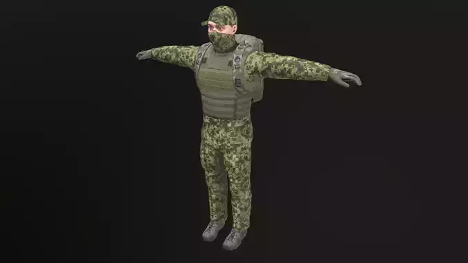 Soldier Woodland - low poly - VR
