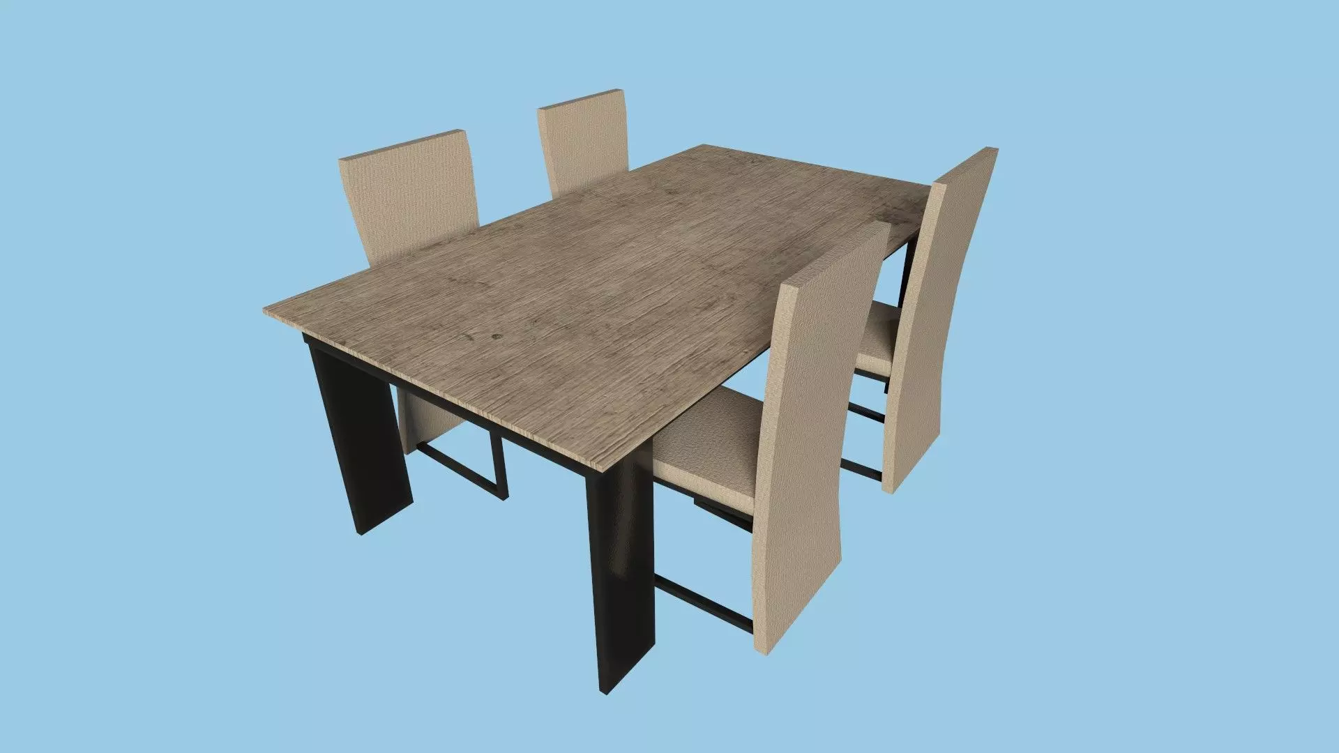 Black Wood Dinning Table - Furniture Interior Design Free low-poly 3D model