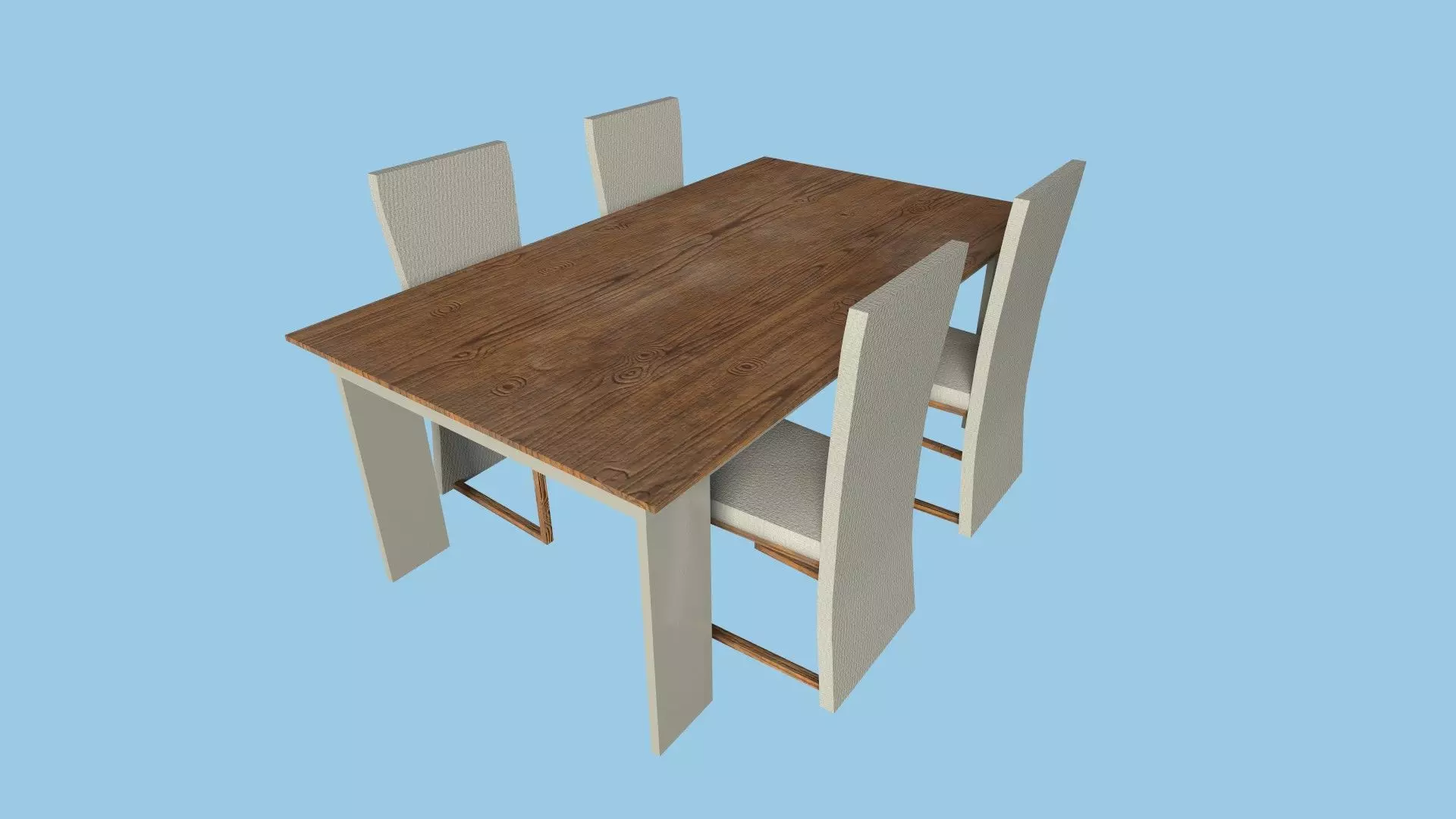 White Wood Dinning Table - Furniture Interior Design Low-poly 3D model