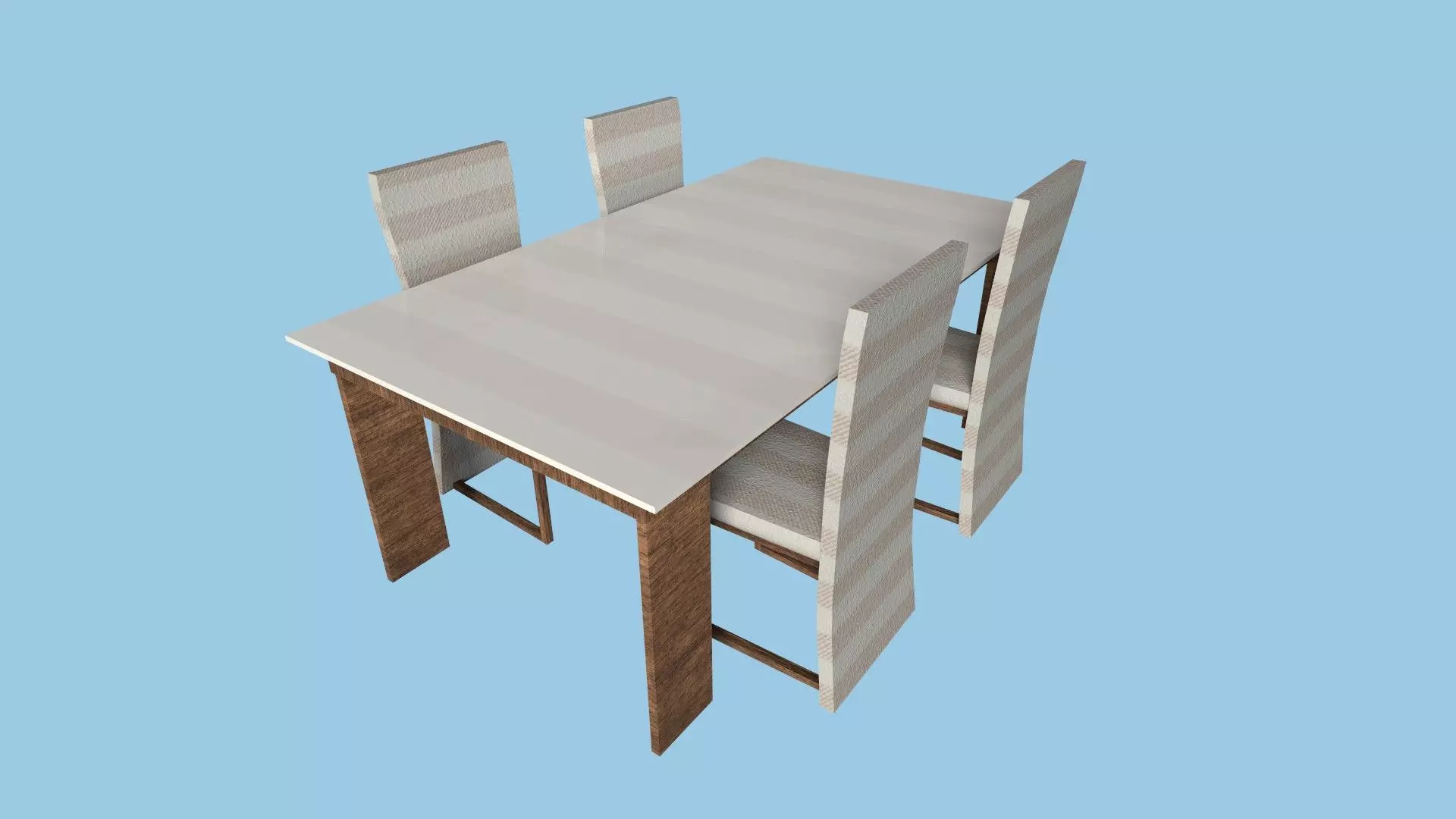 Beige Stripes Dinning Table - Furniture Interior Design Low-poly 3D model