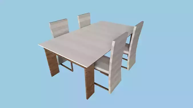 Beige Stripes Dinning Table - Furniture Interior Design Low-poly 3D model