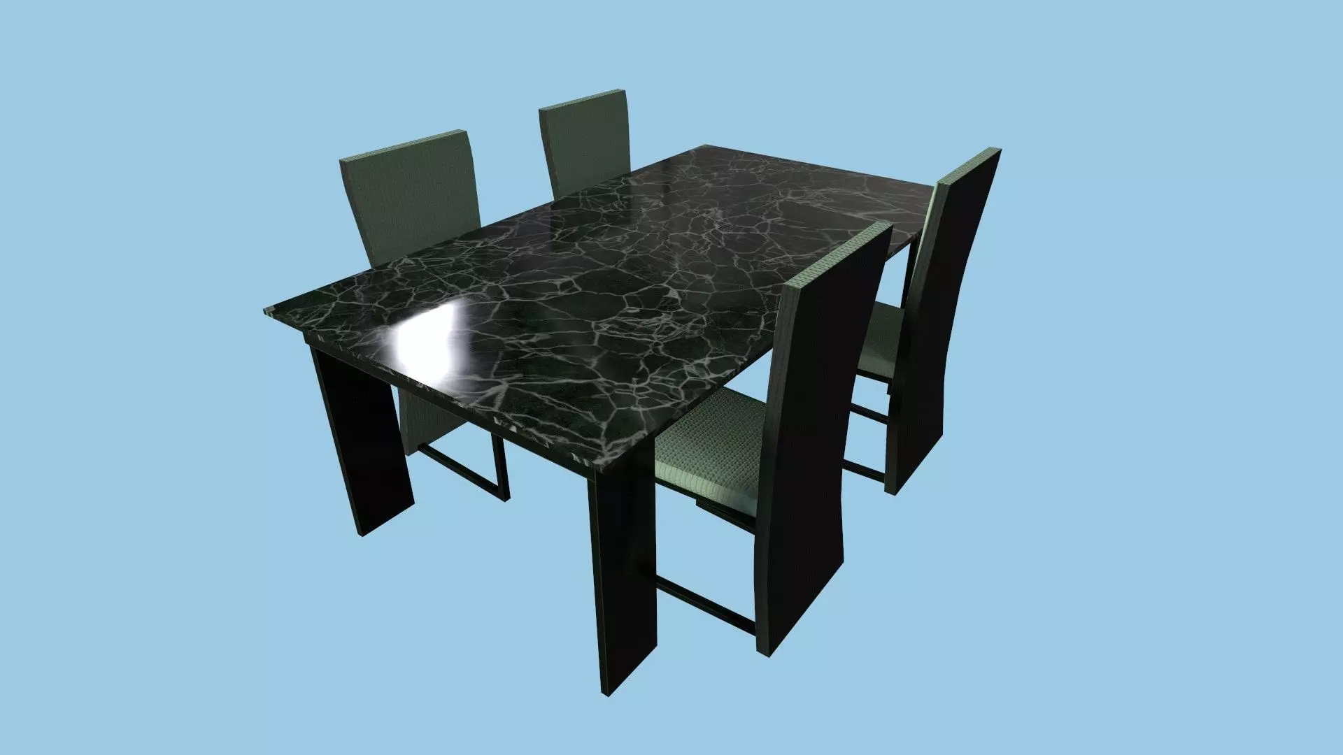 Green Marble Dinning Table - Furniture Interior Design Low-poly 3D model
