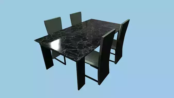 Green Marble Dinning Table - Furniture Interior Design Low-poly 3D model