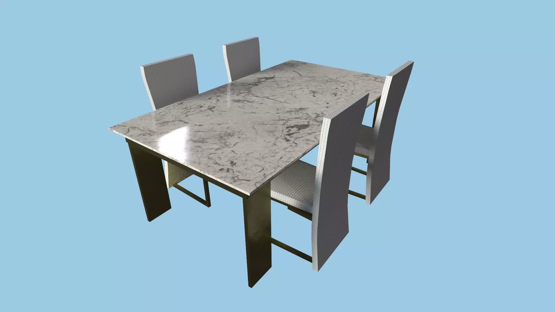 White Marble Dinning Table - Furniture Interior Design Low-poly 3D model