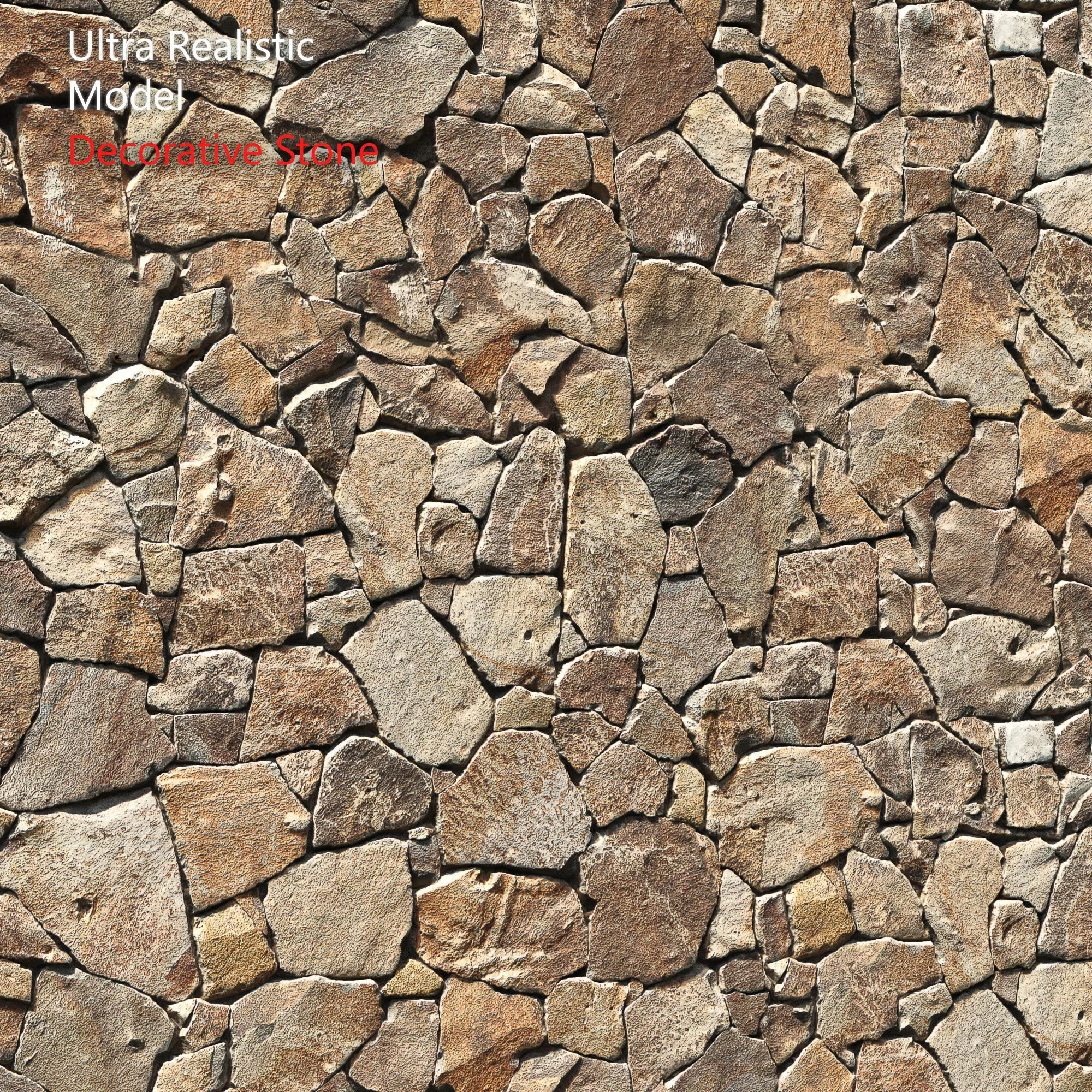 Ultra realistic Decorative stone wall geometry 3D model_0