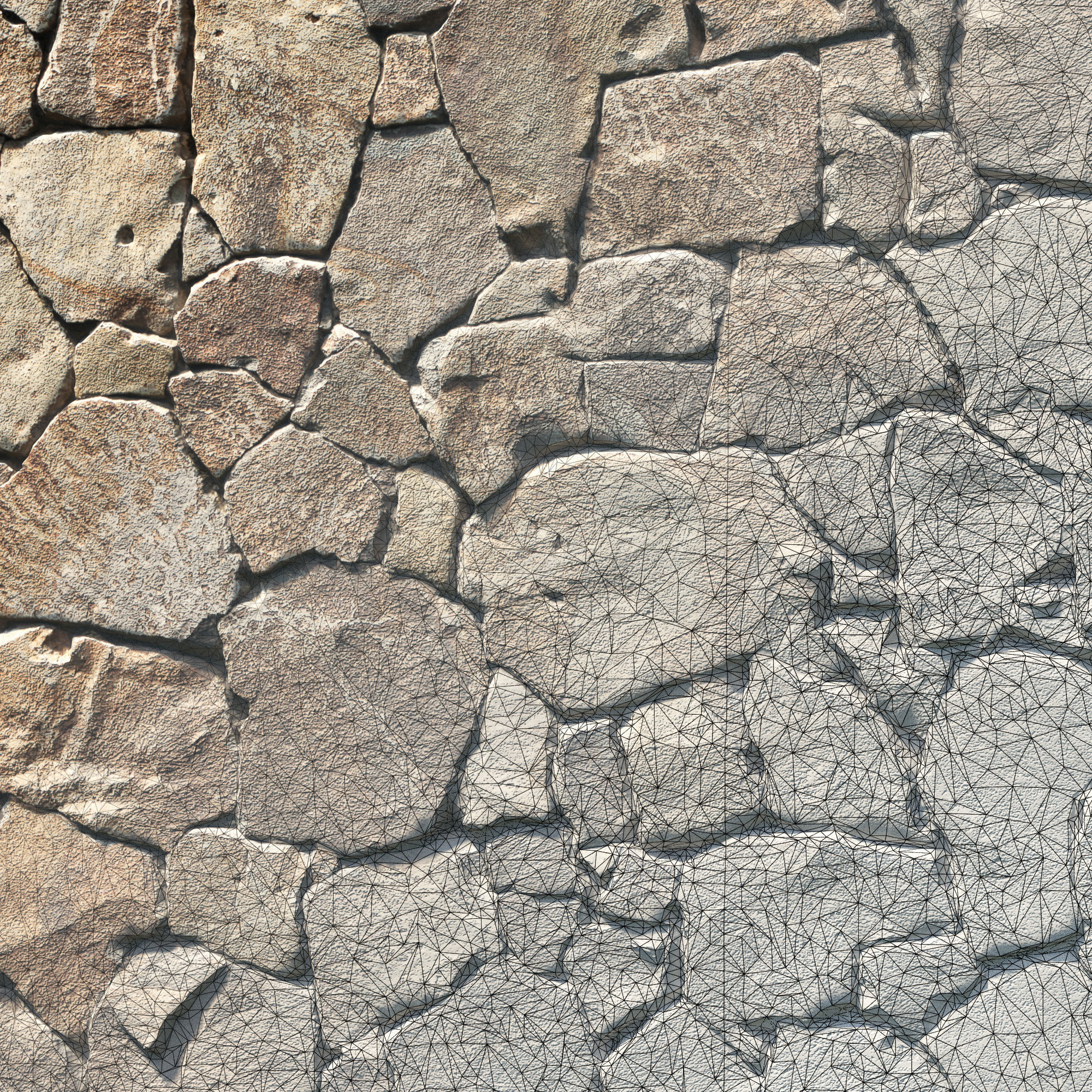 Ultra realistic Decorative stone wall geometry 3D model_1