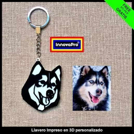 Husky Dog Keychain Free 3D print model
